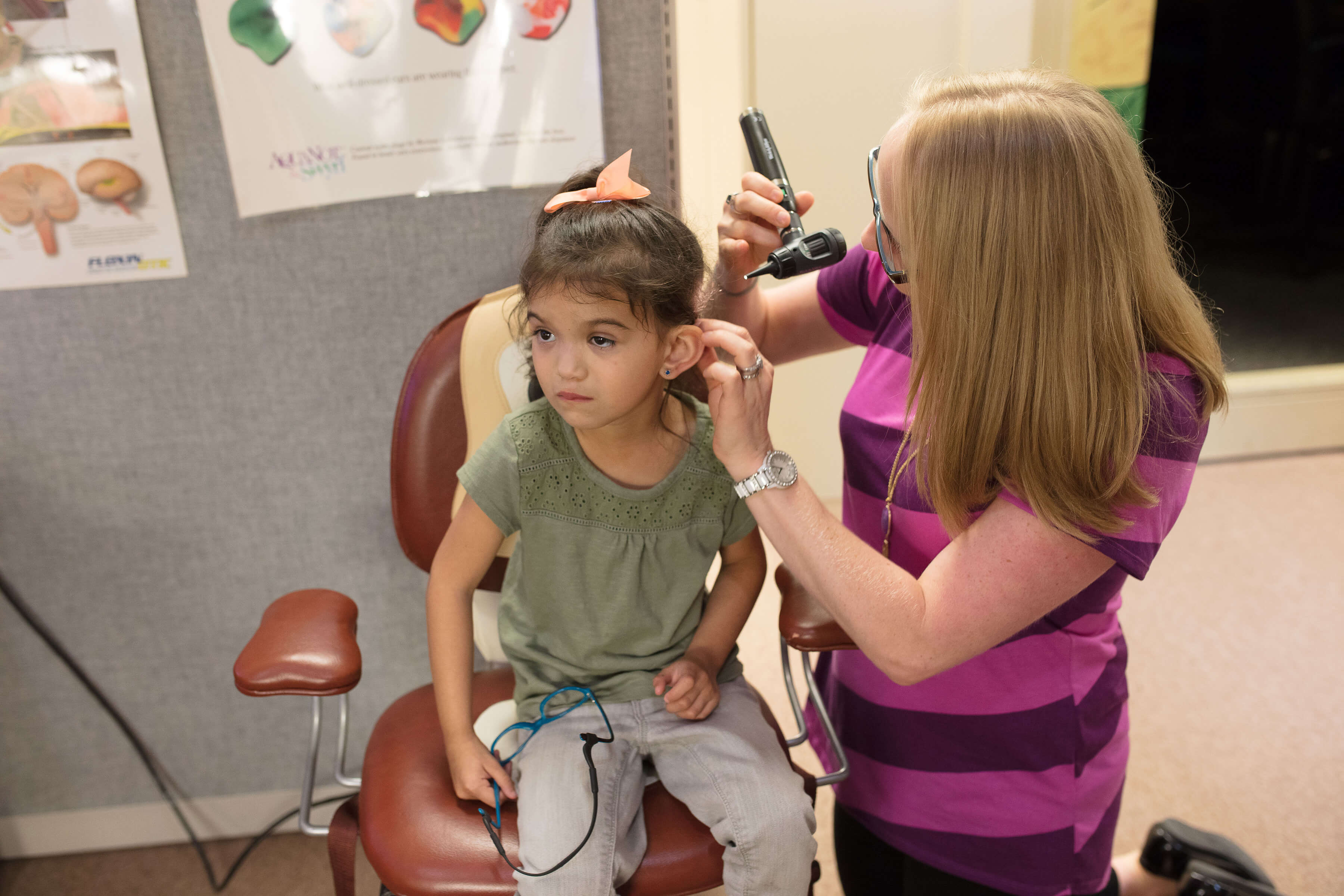 An audiology patient receives an assessment at The Center for Hearing and Speech on West Dallas. (Photo courtesy of The Center for Hearing and Speech)