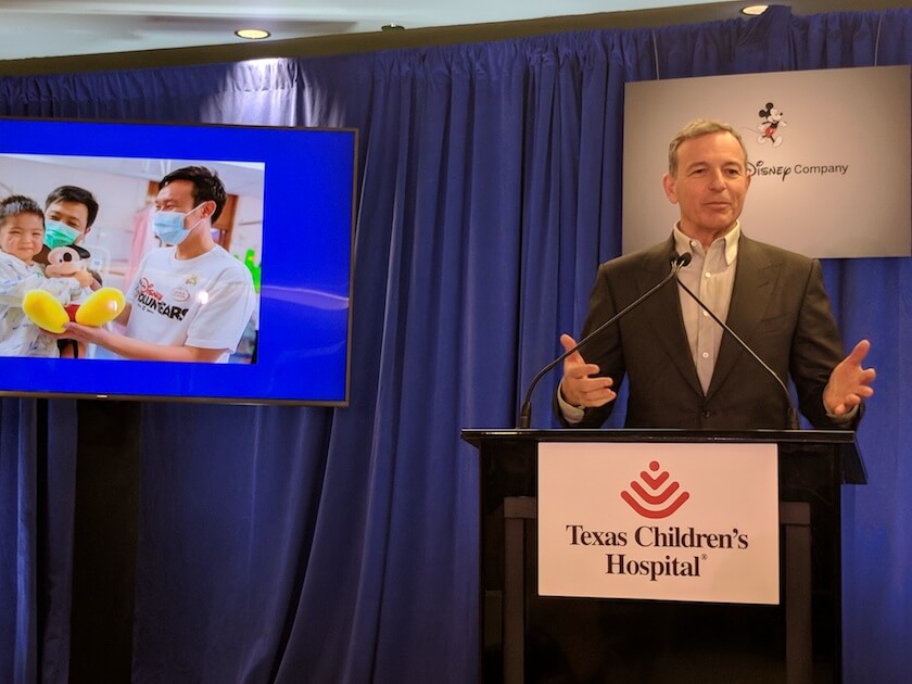 Iger speaks to the media at Texas Children's Hospital on Wednesday, March 7, 2018.