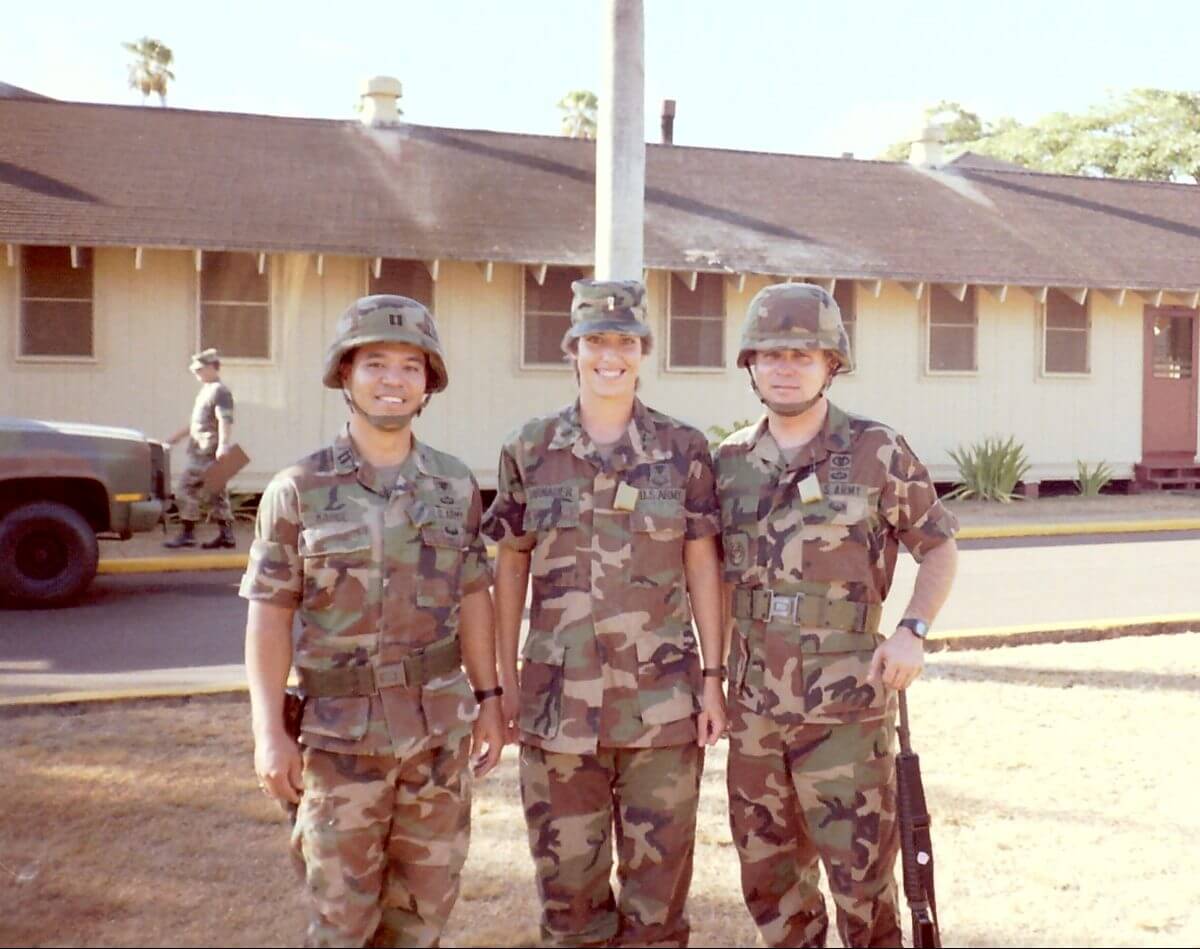 Darnauer, center, in her early days of military service.