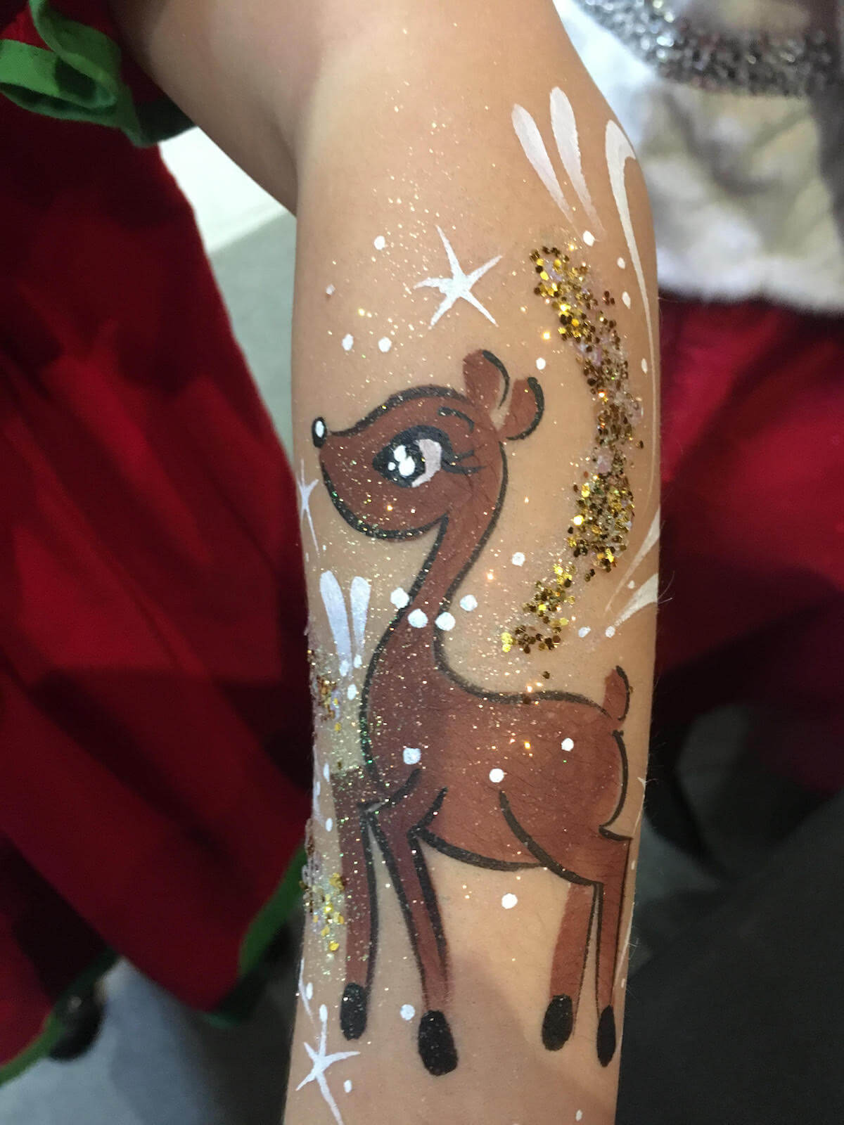 One guest had a reindeer painted on her arm.