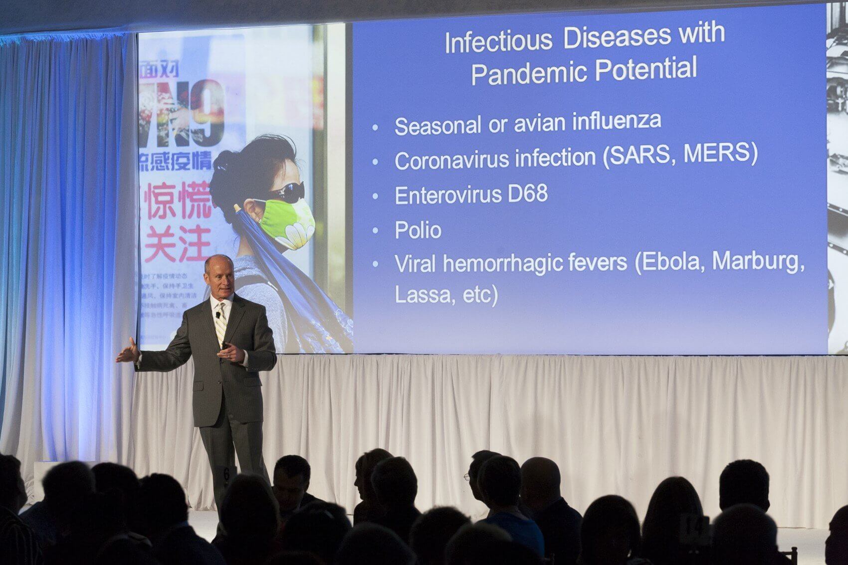 Dr. Mark W. Kline, physician-in-chief at Texas Children’s Hospital, describes infectious diseases with pandemic potential (Credit: John Lewis Photography)