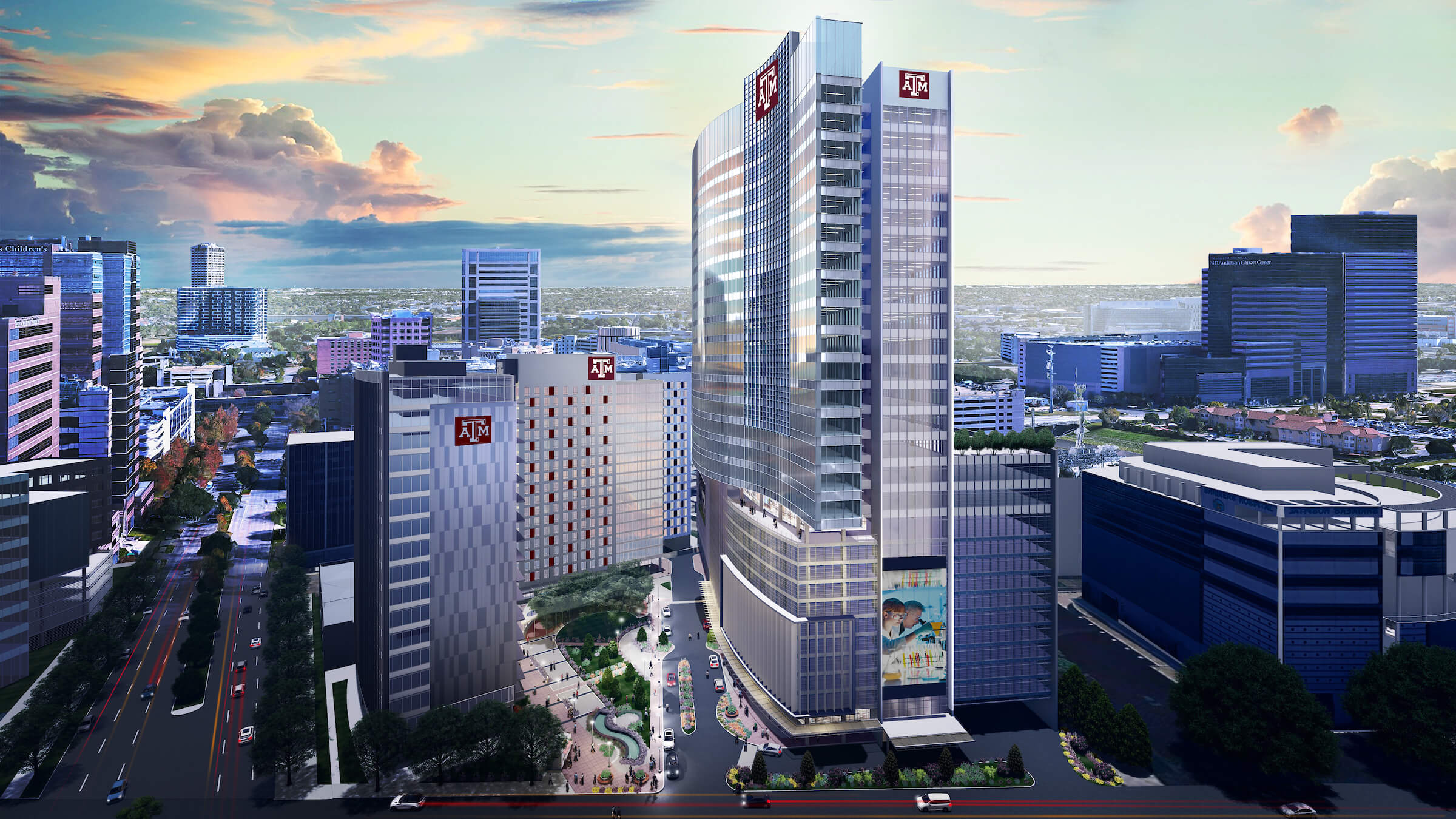 Rendering of the Texas A&M University complex in Houston's Texas Medical Center announced on Feb. 20, 2020. (Courtesy photo)